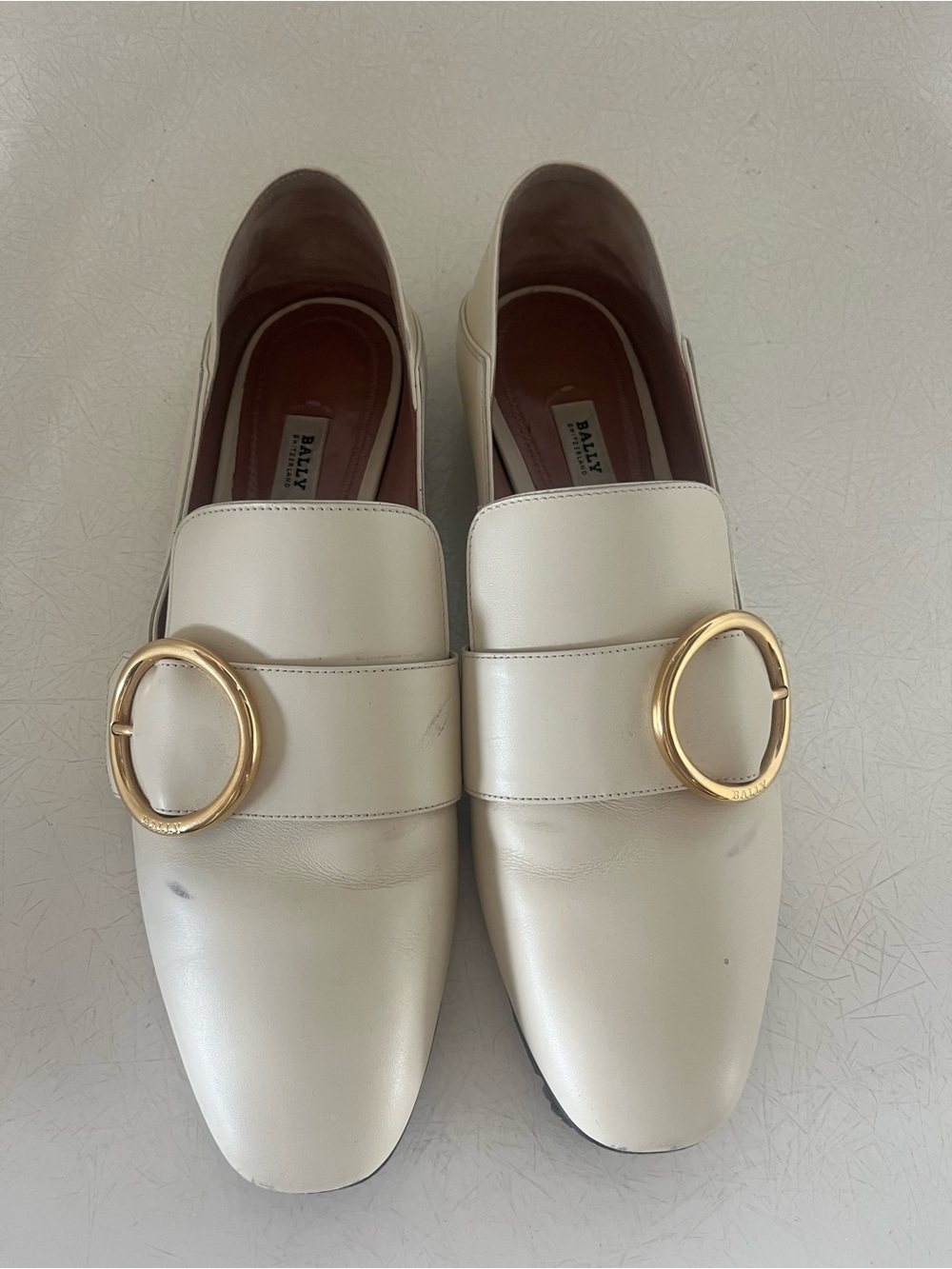 Bally White Leather Vintage Loafers Womens Size 9